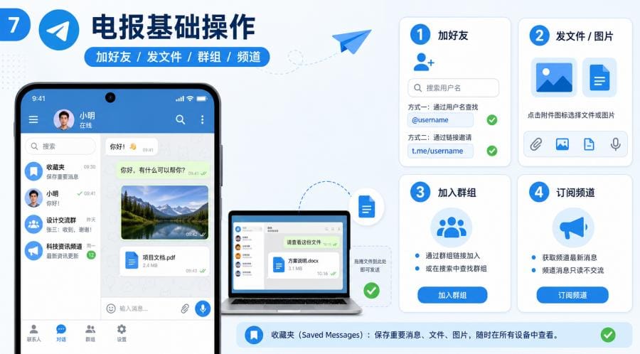 电报怎么用?新手入门、基础功能与安全设置教程 配图 1