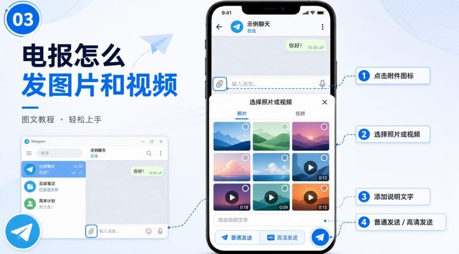 电报怎么发消息？文字、图片、文件和语音怎么操作 body image 2