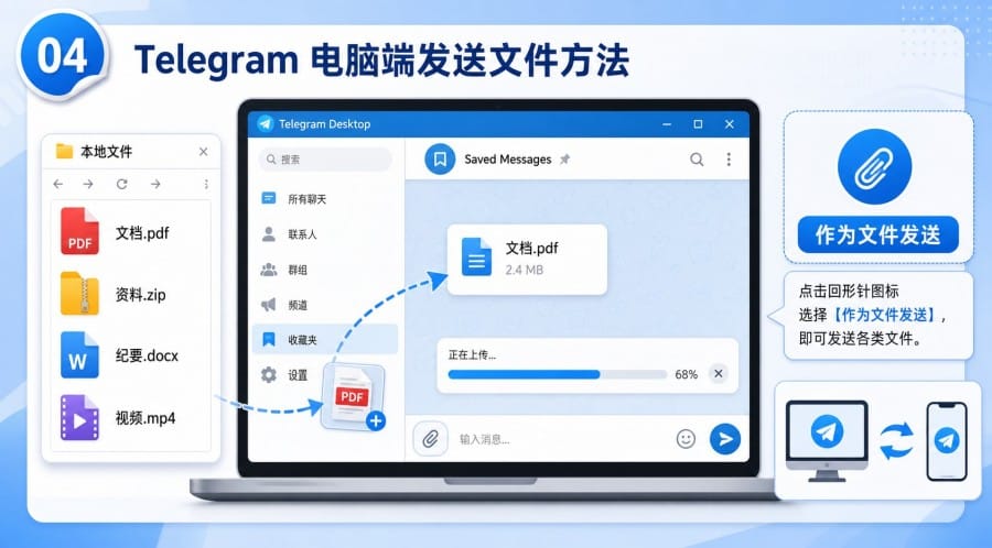 电报怎么发送文件?手机电脑传文件与原图发送方法 - step 3