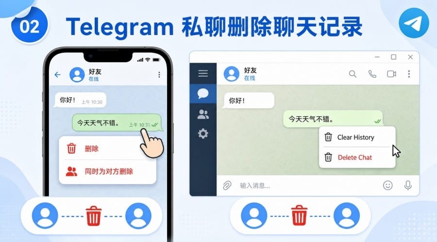 电报怎么删除聊天记录? - step 1