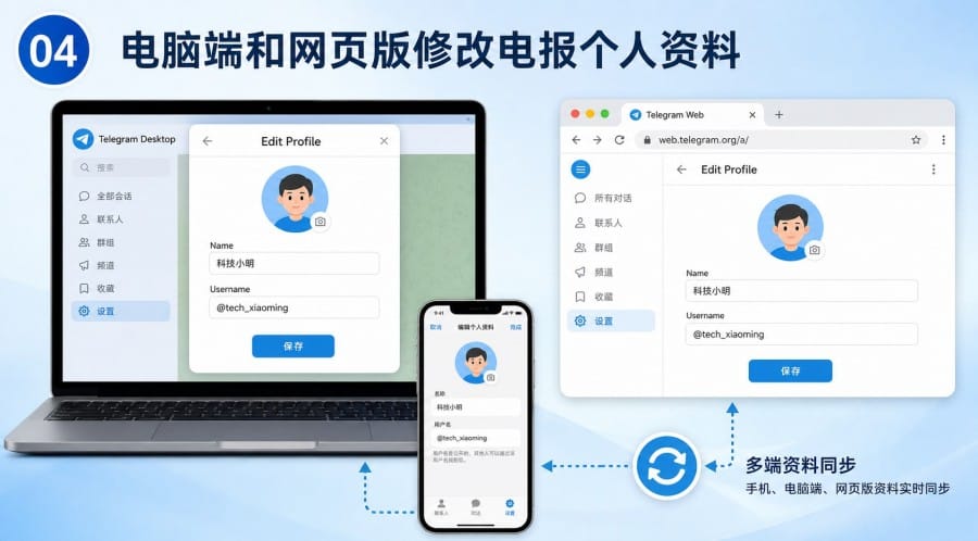 电报怎么设置头像和昵称? - step 3