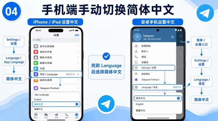 电报中文版怎么设置？iPhone、安卓与电脑切换简体中文教程 - 配图 3