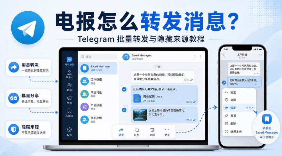 电报消息怎么转发?