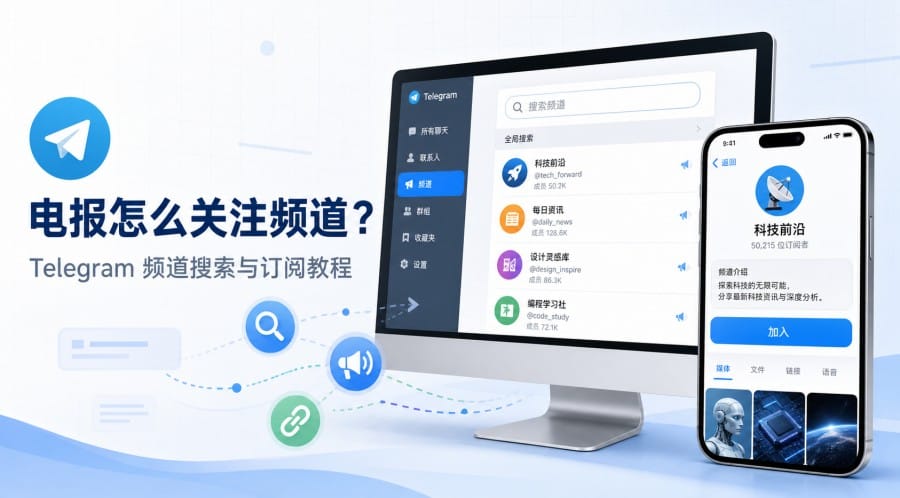 电报怎么关注频道?搜索、链接加入与订阅设置方法