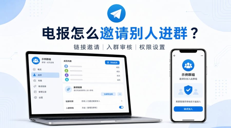 电报怎么邀请别人进群?链接邀请与权限设置教程