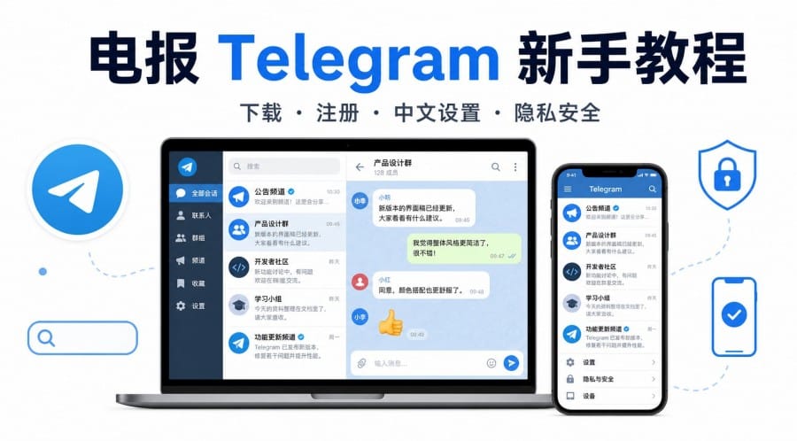 电报怎么用?从下载安装到隐私设置的新手教程