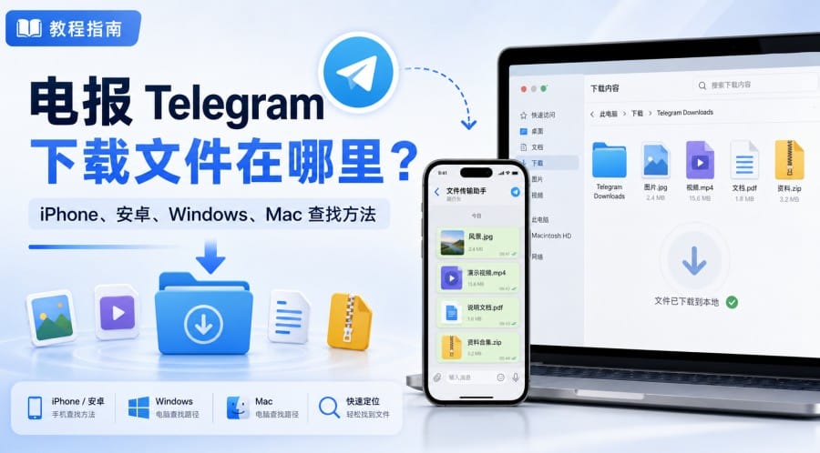 电报下载的文件在哪里?iPhone、安卓、Windows 与 Mac 查找方法