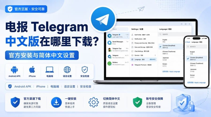 电报中文版在哪里下载?如何安装并切换简体中文