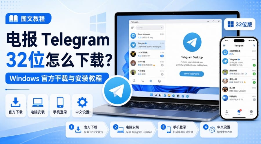 电报32位怎么下载?Windows 官方入口与安装步骤