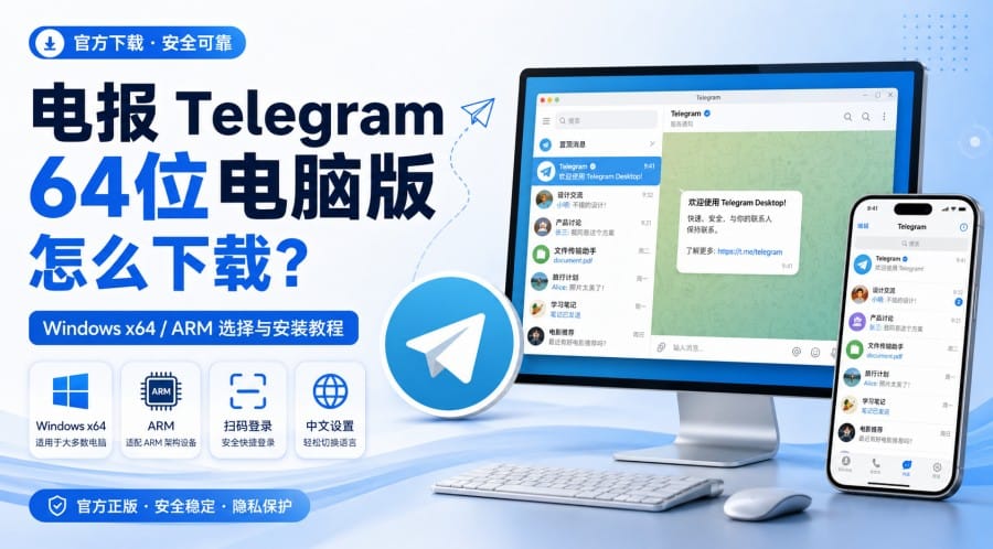 电报64位电脑版怎么下载?Windows版本选择与安装教程